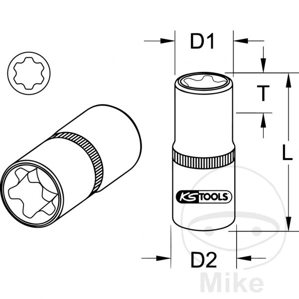 Douille Torx E-Plus 1/2 inch EPL26 KS Tools - vue 2
