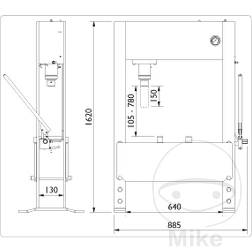 Presse d'atelier 25T AC Hydraulic avec jeu de mandrins - vue 6