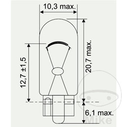 Ampoule 12V 5W JMP W2.1X9.5D bleue - vue 2