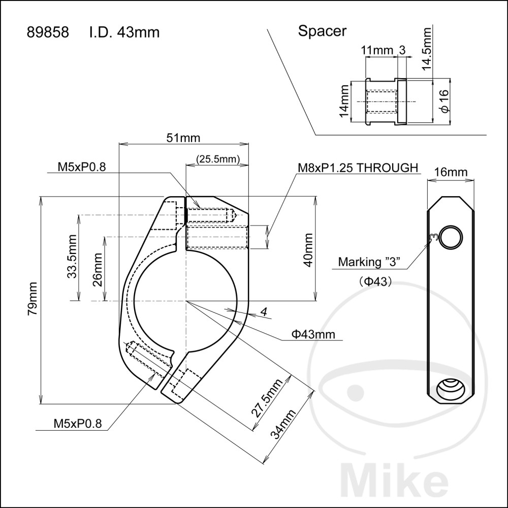 Collier de serrage Daytona 43 mm aluminium noir - vue 2