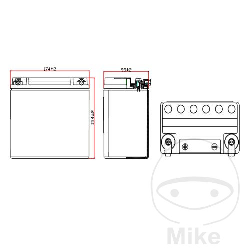 Batterie Moto JMT VTB-5 V-Twin Alternative 7070051 - vue 2