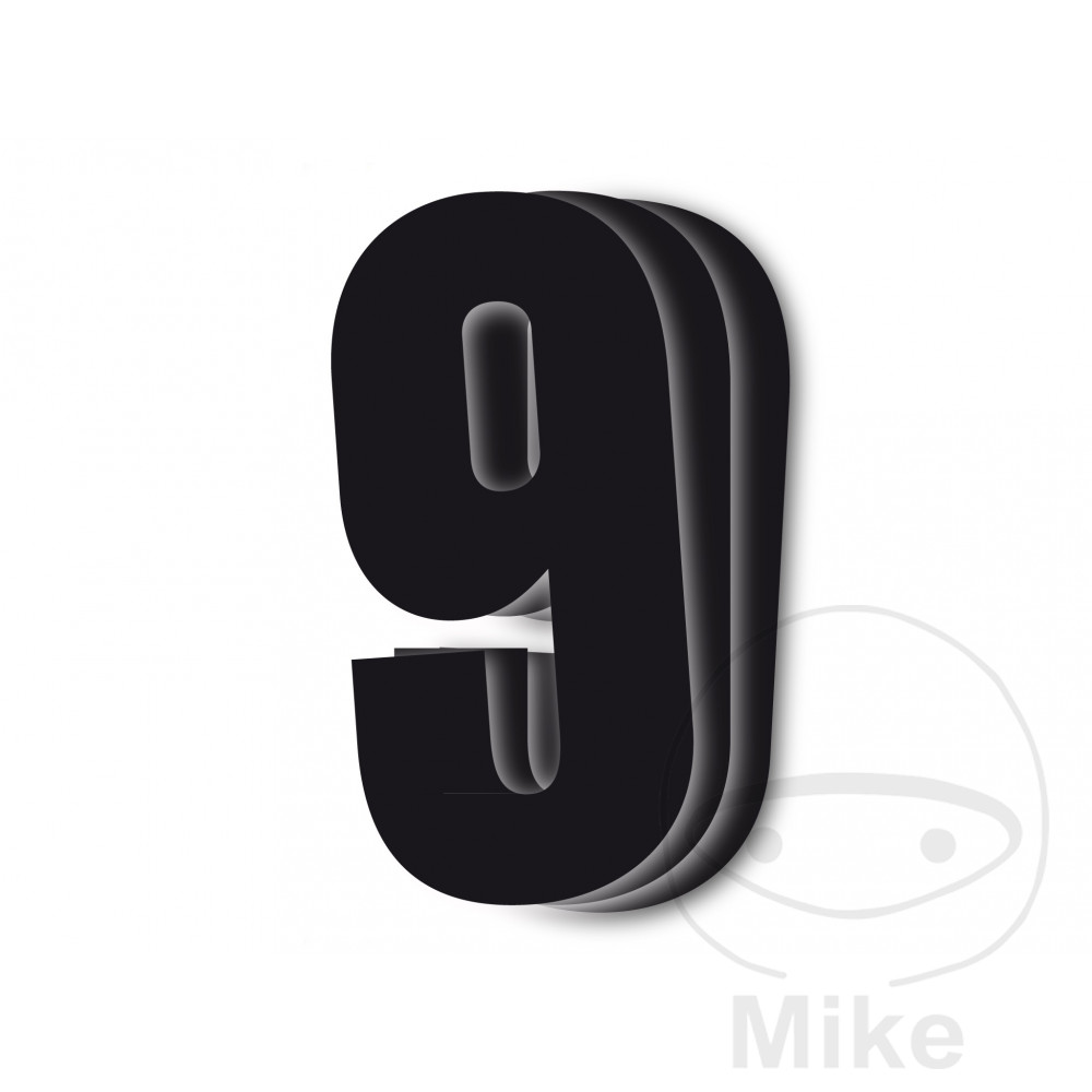 Numéro de course 9 Blackbird Racing 3 pièces noir 13x7cm - vue 2
