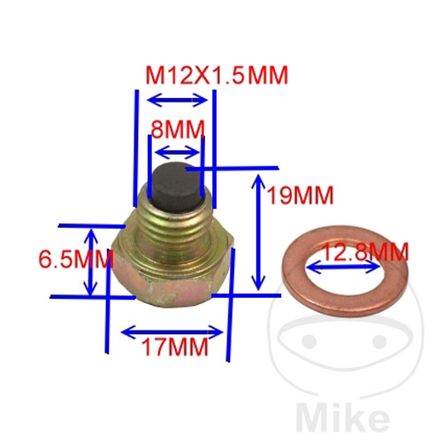 Bouchon de vidange d'huile magnétique JMP M12 x 1.50 avec bague d'étanchéité - vue 2