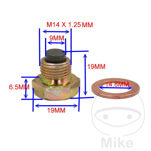 Bouchon de vidange d'huile magnétique JMP M14X1.25 avec bague d'étanchéité - vue 2