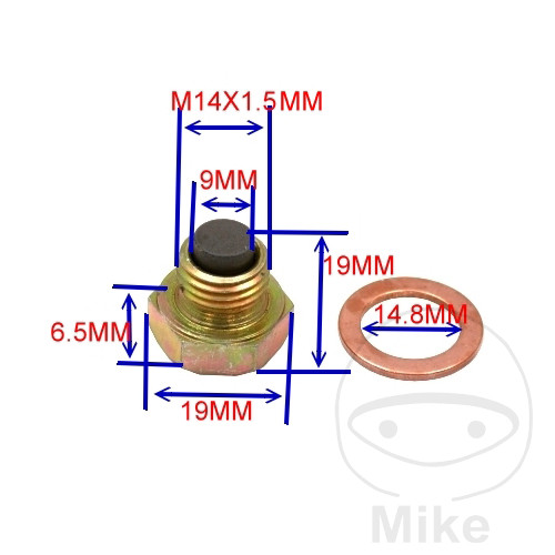Bouchon de vidange d'huile magnétique JMP M14X1.50 avec bague d'étanchéité - vue 2