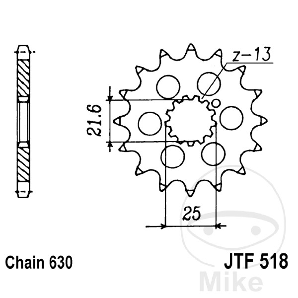 Pignon JMP 15Z M Ringen à denture fine diamètre intérieur 15,5/2 - vue 2