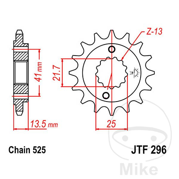 Pignon JT Sprockets 16Z PAS 525 à denture fine diamètre intérieur 18/21