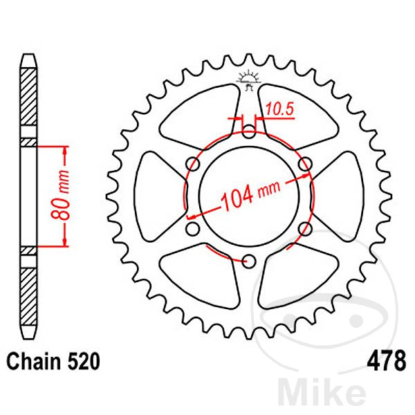 Couronne JT Sprockets 38Z PAS 520 Diamètre intérieur 080 - vue 2