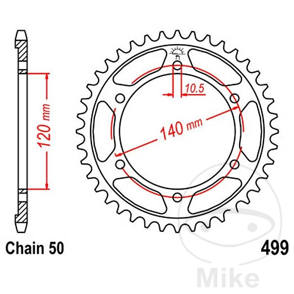 Couronne JT Sprockets 52Z PAS 530 Diamètre Intérieur 120 Entraxe Fixation - vue 2