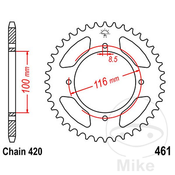 Couronne JT Sprockets 48Z PAS 420 Diamètre Intérieur 100 Entraxe Fixation - vue 2