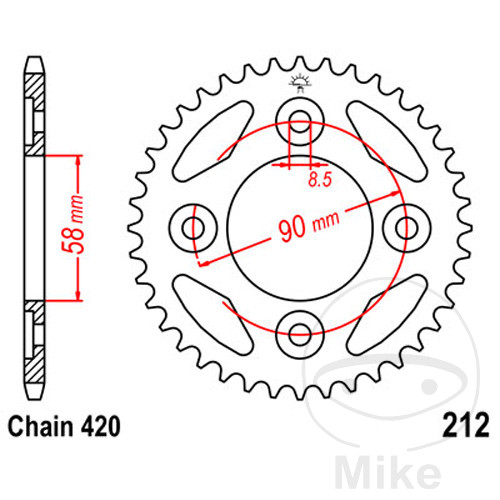 Couronne JT Sprockets 34Z PAS 420 Diamètre Intérieur 058 Entraxe Fixation - vue 2