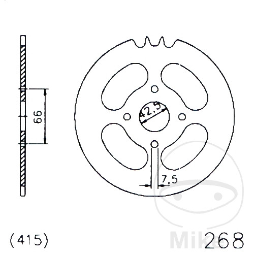 Couronne Esjot 44Z pas 415 noir diamètre intérieur 42,5 entraxe fixation - vue 2