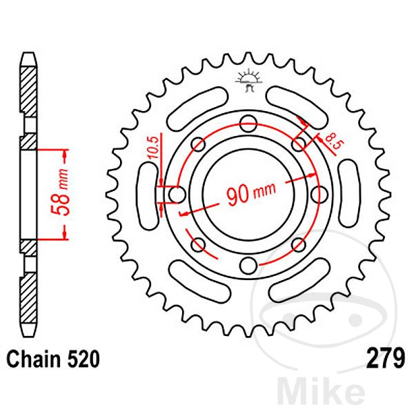 Couronne JT Sprockets 33Z PAS 520 Diamètre Intérieur 058