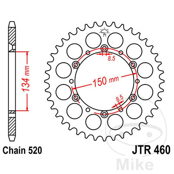 Couronne JT Sprockets 39Z PAS 520 Diamètre Intérieur 134 Entraxe Fixation - vue 2