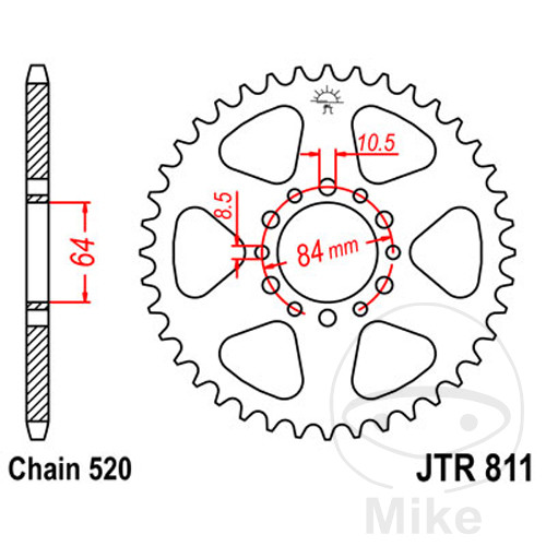 Couronne JT Sprockets 39Z PAS 520 Diamètre intérieur 064 - vue 2