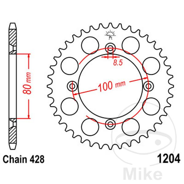 Couronne JT Sprockets 49Z PAS 428 Diamètre Intérieur 080 - vue 2
