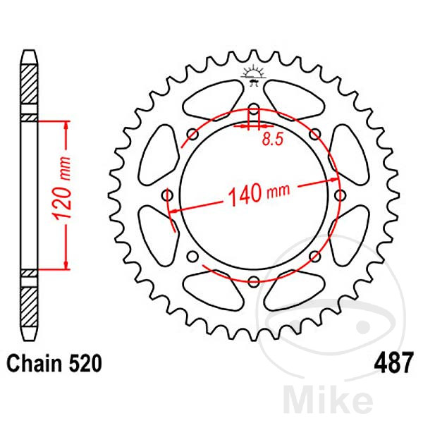 Couronne JT Sprockets 45Z pas 520 diamètre intérieur 120 entraxe fixation