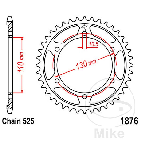 Couronne JT Sprockets 46Z PAS 525 Diamètre Intérieur 110 Entraxe Fixation