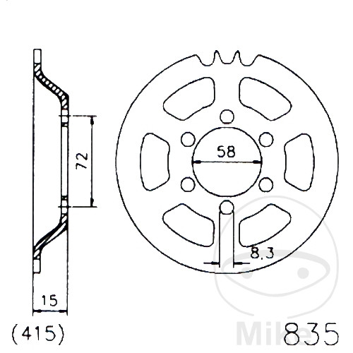 Couronne Esjot 40Z PAS 415 Diamètre Intérieur 058 Entraxe Fixation - vue 2