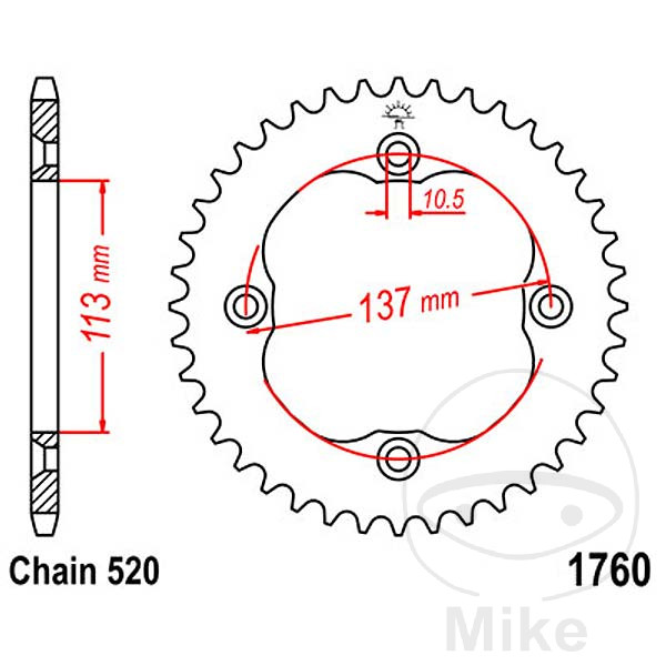 Couronne JT Sprockets 36Z PAS 520 Diamètre Intérieur 113 - vue 2