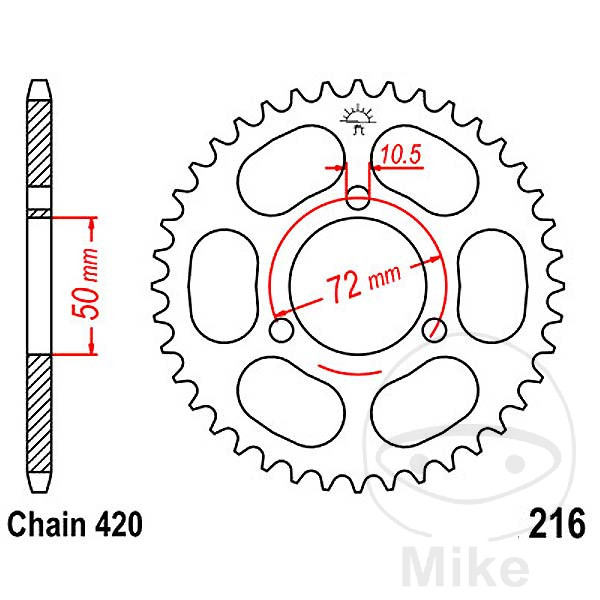 Couronne JT Sprockets 47Z PAS 420 Diamètre Intérieur 50 Entraxe Fixation - vue 2