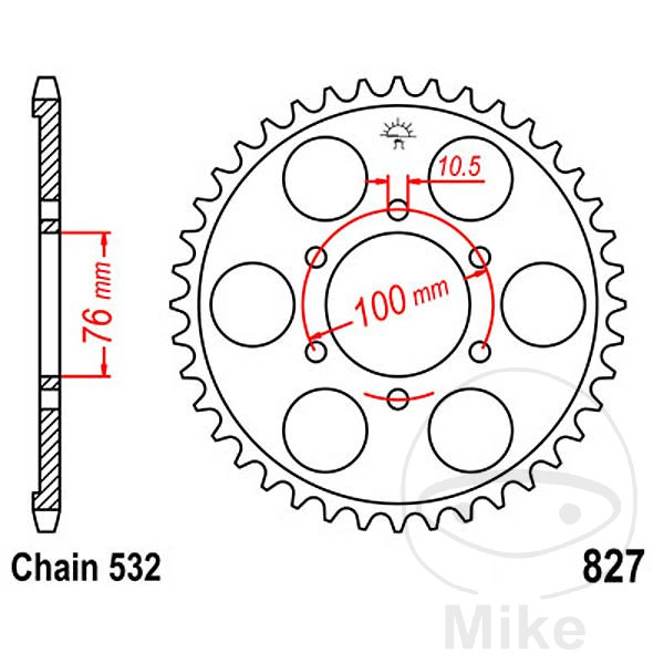 Couronne JT Sprockets 52Z PAS 532 Diamètre intérieur 076