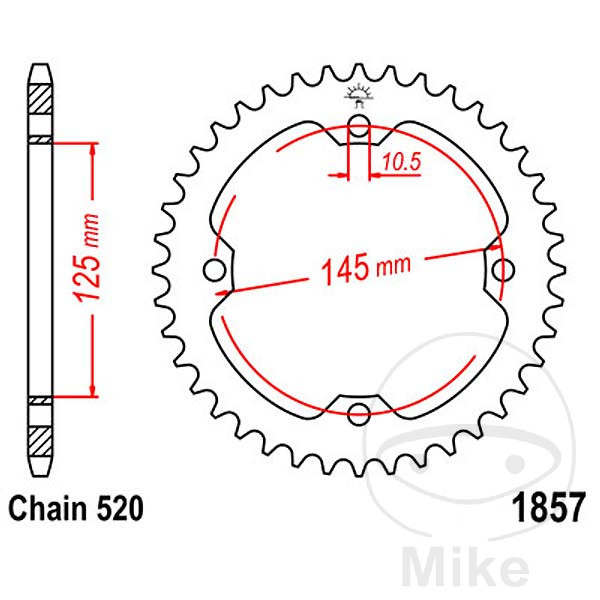 Couronne JT Sprockets 36Z PAS 520 Diamètre intérieur 125 Entraxe fixation - vue 2