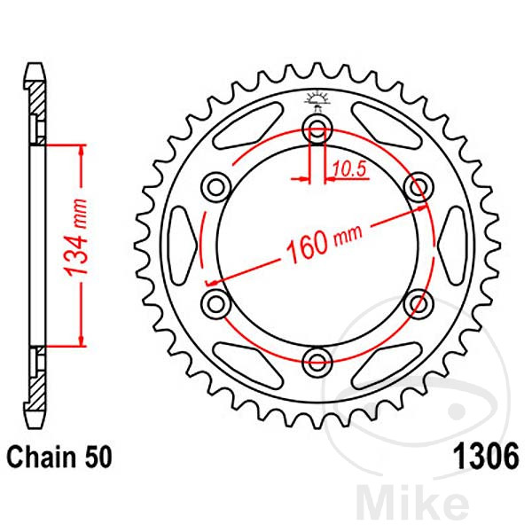 Couronne JT Sprockets 40Z PAS 530 Diamètre Intérieur 134 Entraxe Fixation