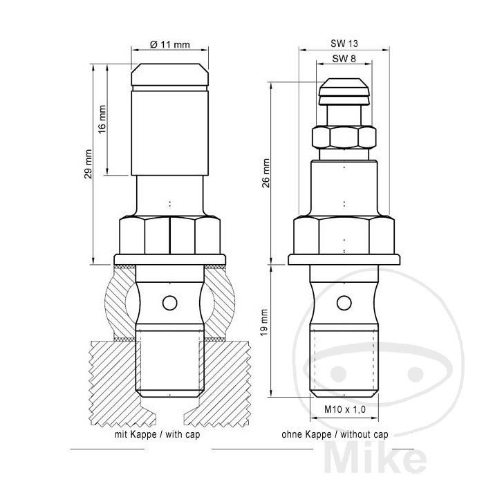 Vis banjo simple M10 x 1.00 19 mm avec nipple de purge Stahlbus - vue 3