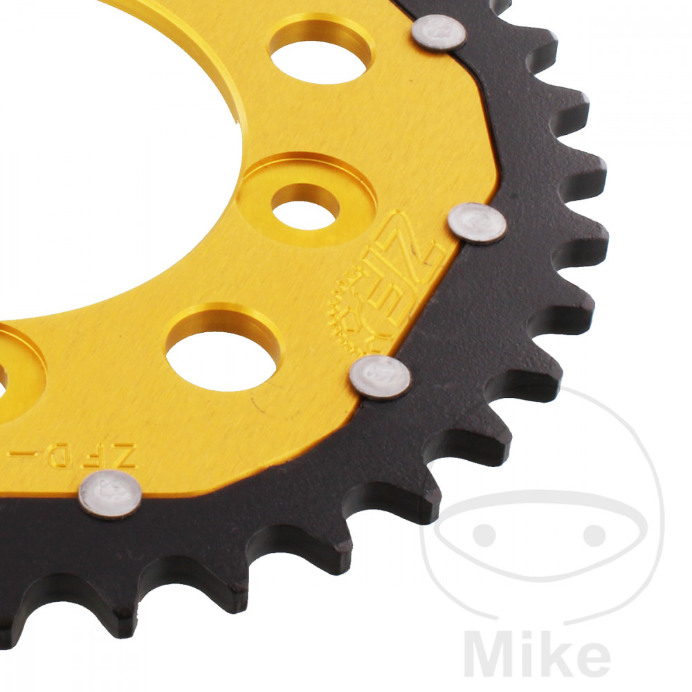 Couronne ZF Sprockets Dual 39 dents PAS 520 Or - Diamètre intérieur 087 - Entraxe 110 - vue 2