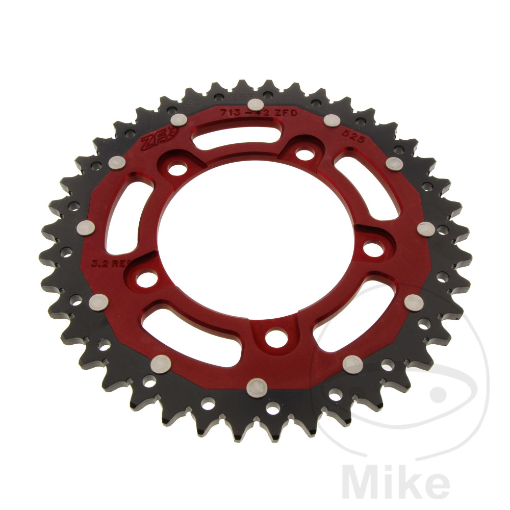 Couronne Bi-Matière ZF Sprockets 42 Dents PAS 525 Diamètre Intérieur 100 Espacement Fix