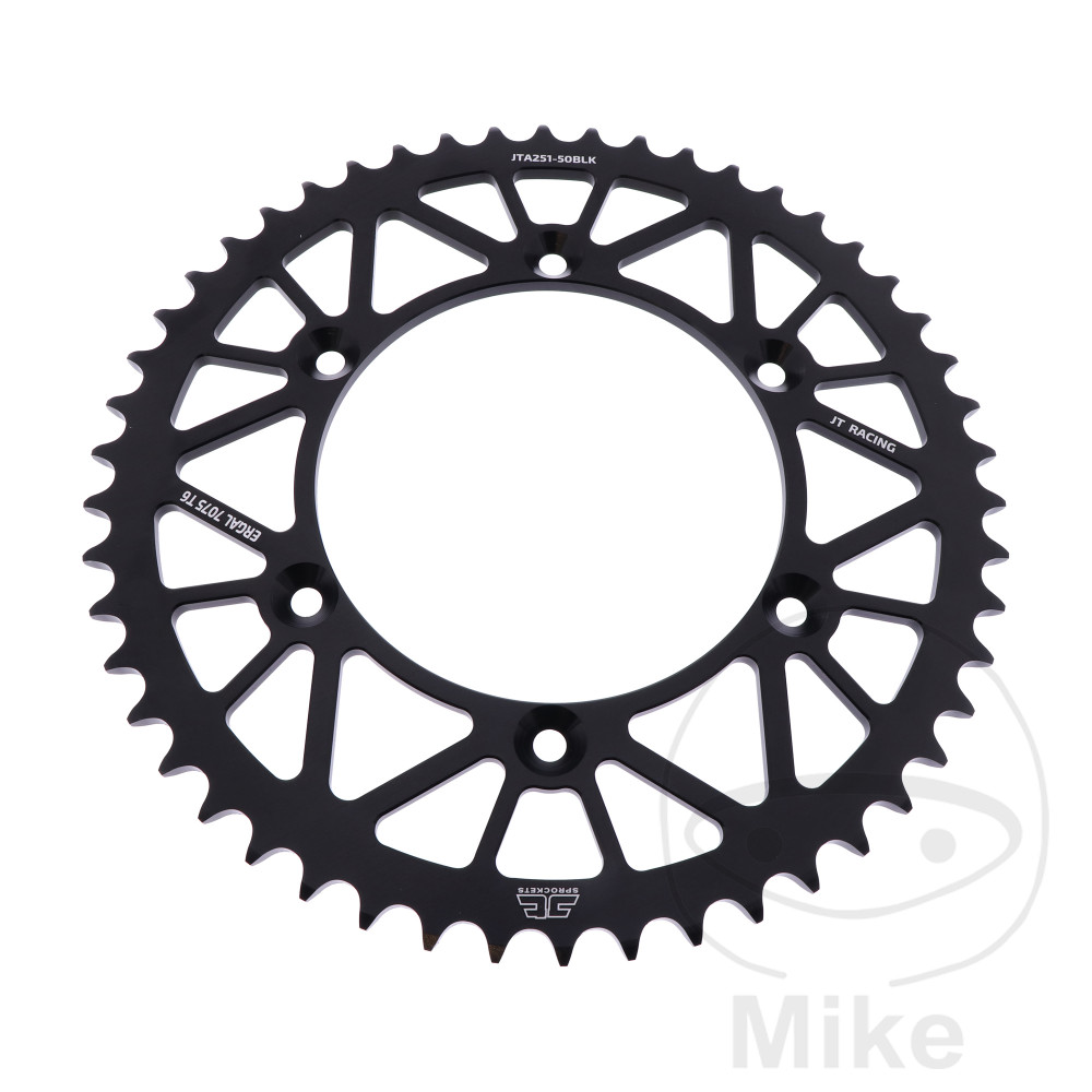 Couronne aluminium 50 dents pas 520 noir JT diamètre intérieur 130 espacement fixe
