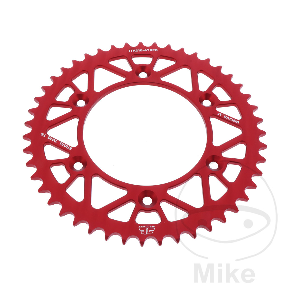 Couronne aluminium 47 dents pas 520 rouge JT - Diamètre intérieur 125