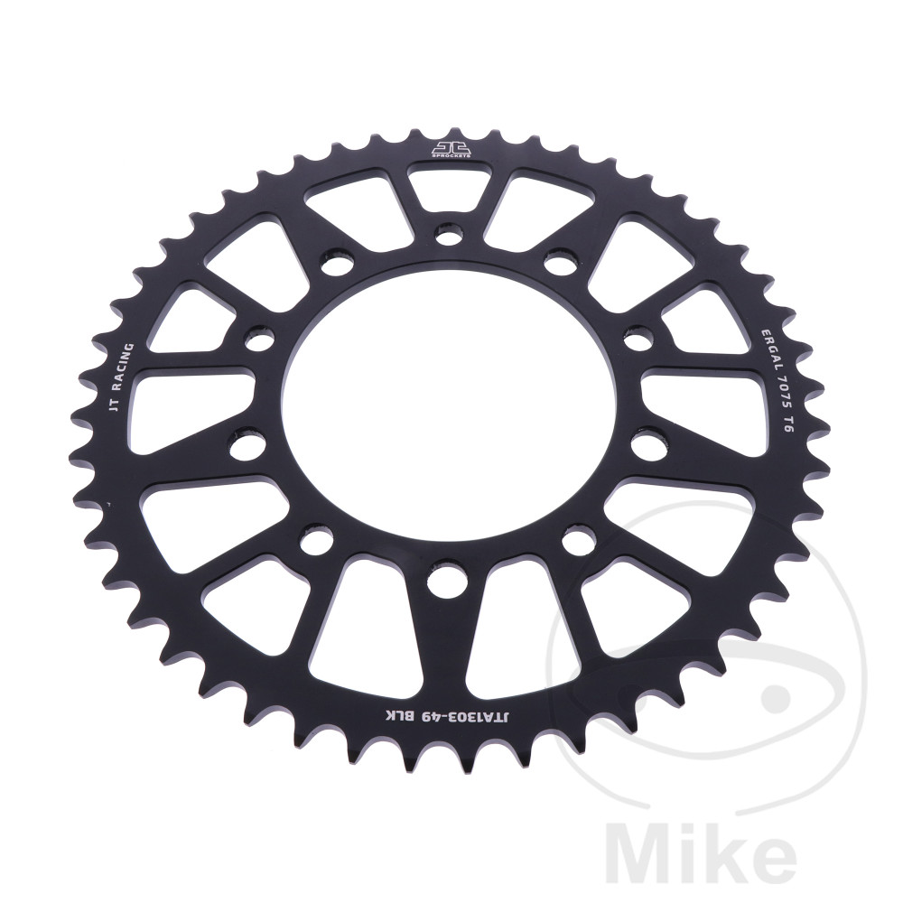 Couronne Aluminium JT Sprockets 49 dents PAS 520 noir - Diamètre intérieur 112 Entraxe 138