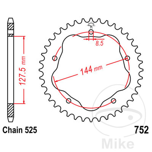 Couronne Aluminium JT Sprockets 41Z PAS 525 SI - vue 2