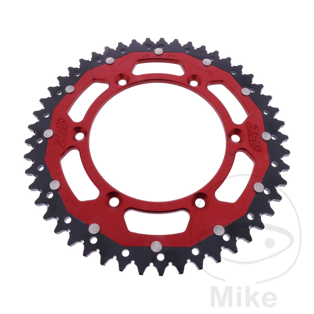 Couronne ZF Sprockets Dual 49 dents PAS 520 Rouge Diamètre 130 Entraxe 150