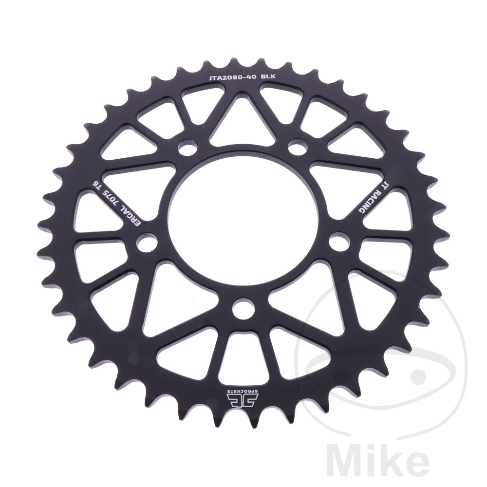 Couronne aluminium 40 dents pas 520 noir JT - Diamètre intérieur 076 - Entraxe 100