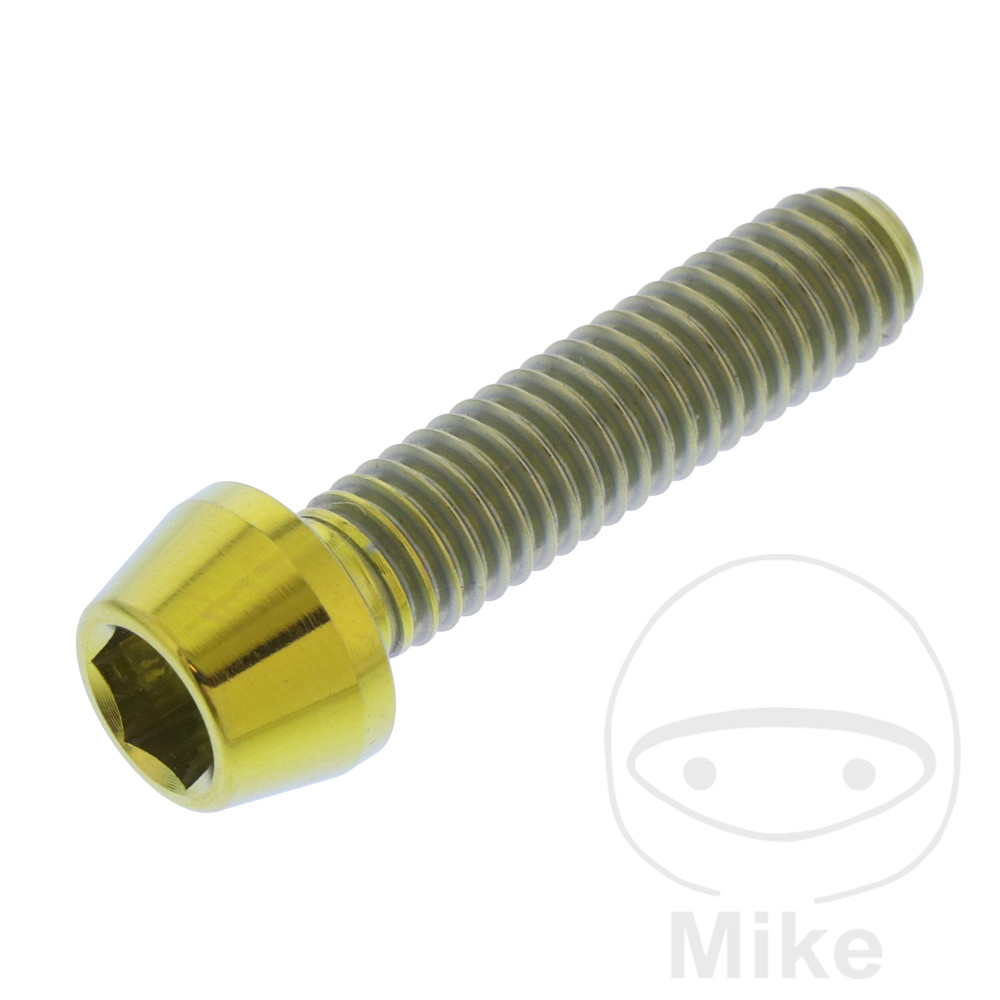 Vis à tête conique JMP Bolt M6x1.00 mm 25 mm Titane Or