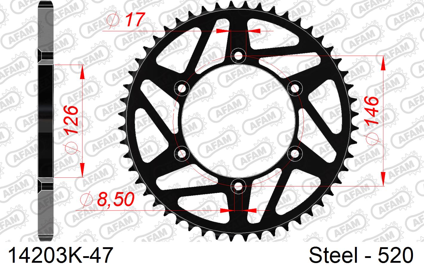Couronne acier #520 noir 14203K-47 AFAM