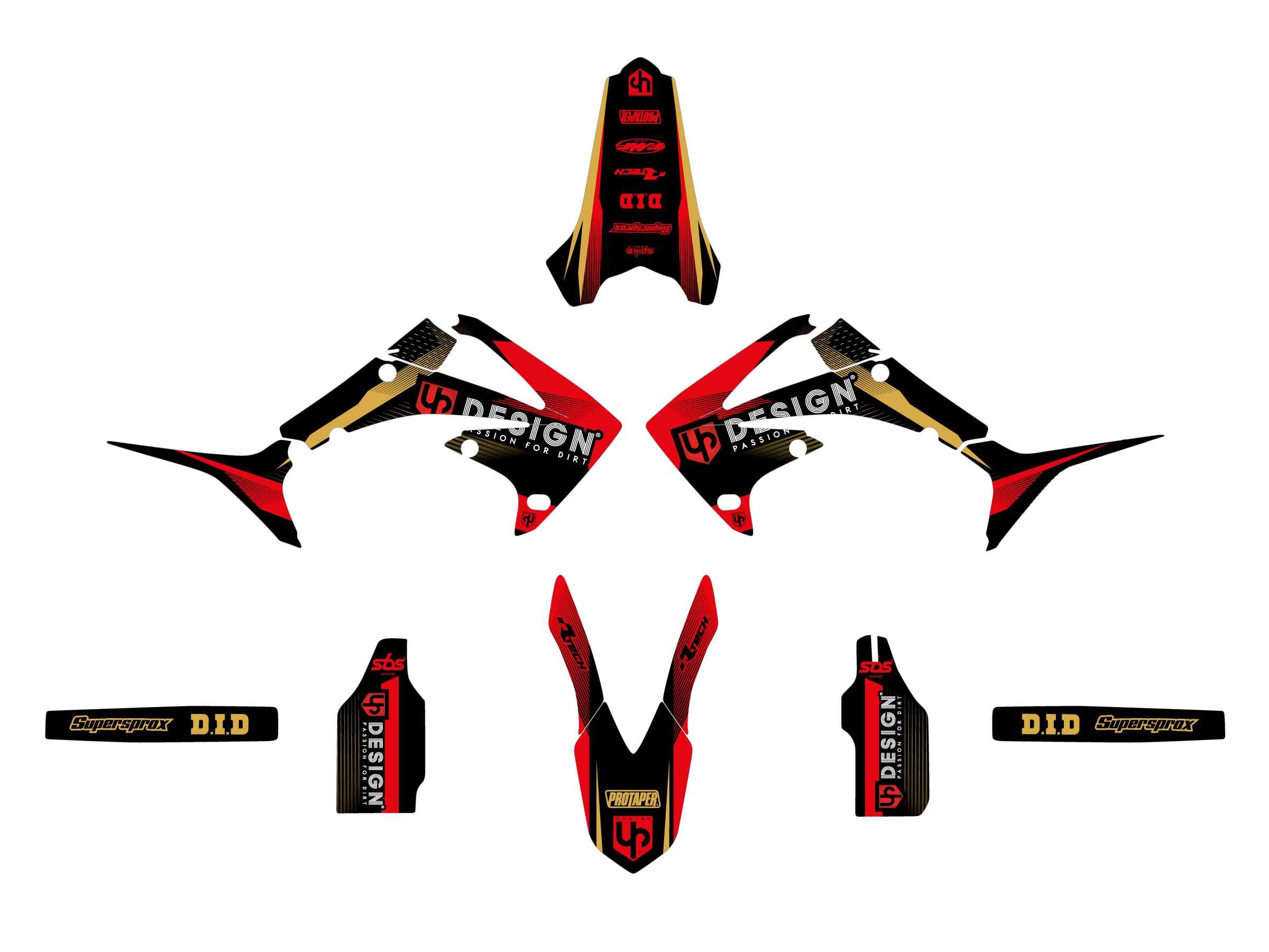 Kit Déco UP SPIKE Honda CRF 450 R 2009-2012 Noir-Rouge