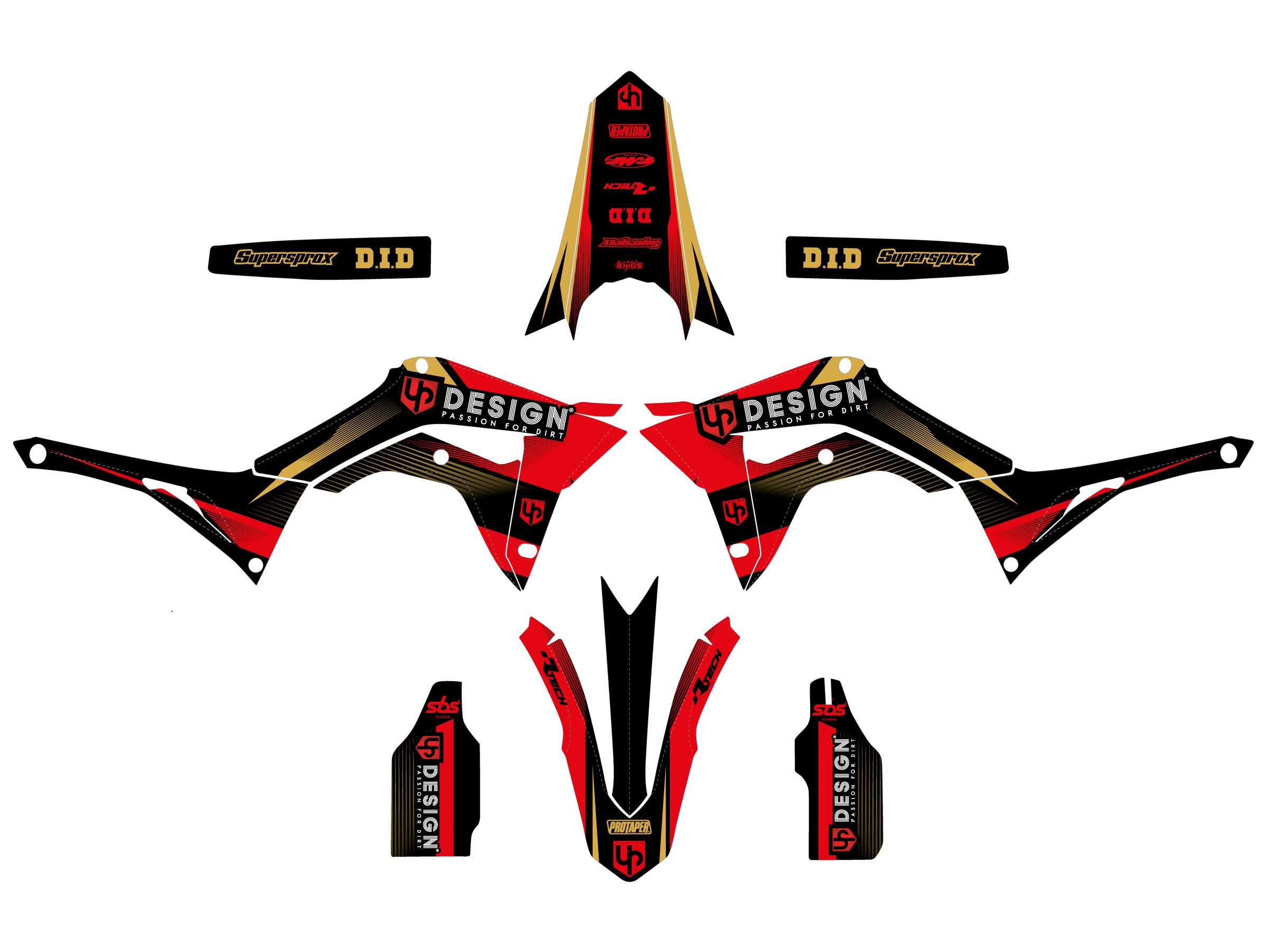 Kit Déco UP SPIKE Honda CRF 450 R 2017-2018 Noir-Rouge