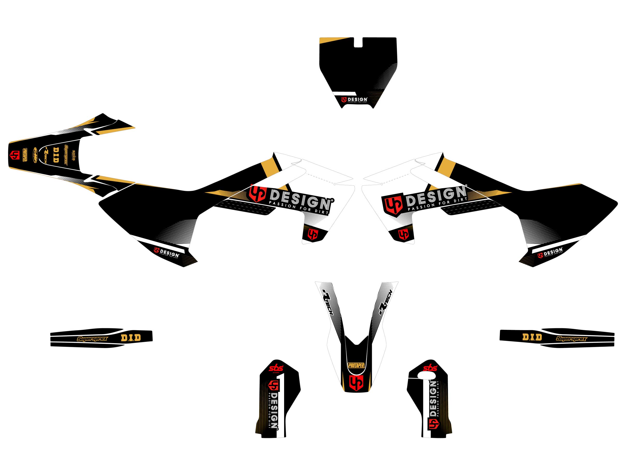 Kit Déco UP SPIKE Husqvarna TC 65 2019-2022 Noir-Blanc