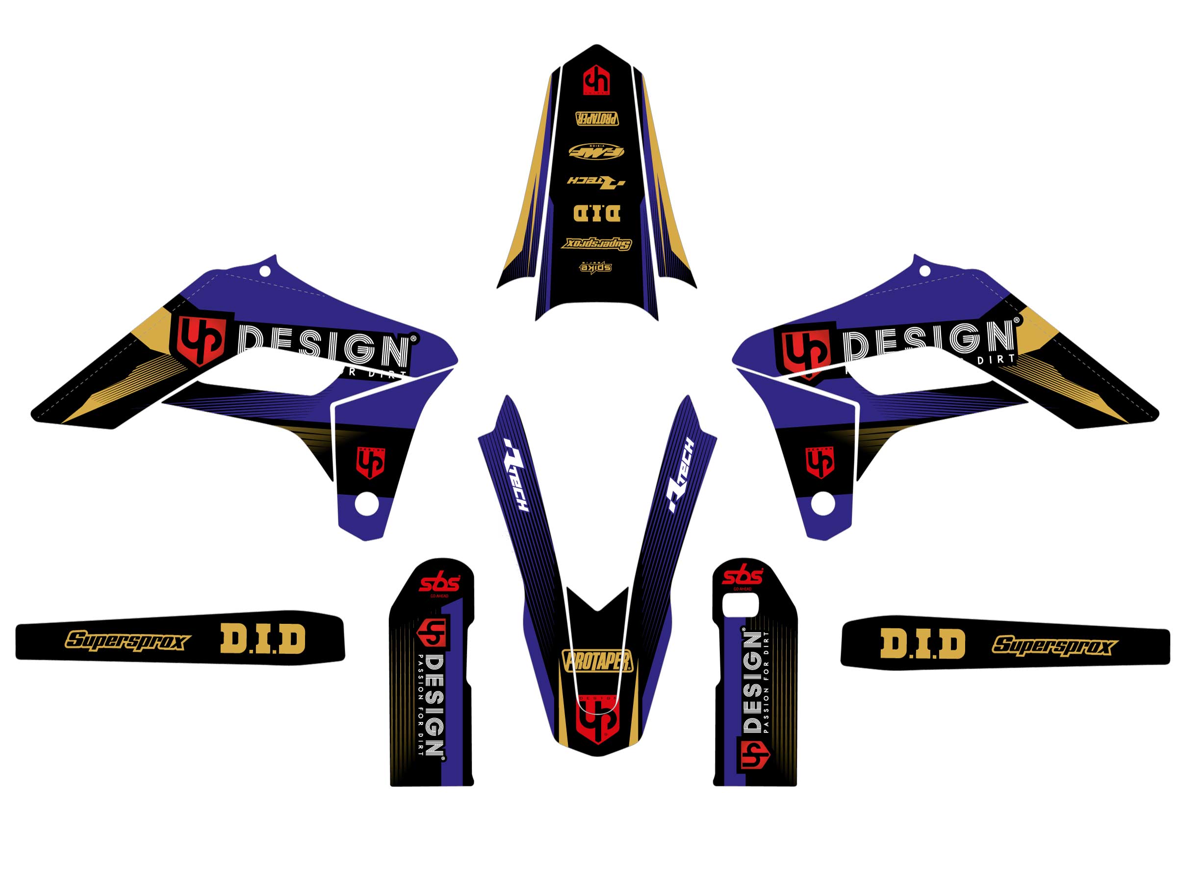 Kit Déco UP SPIKE SHERCO SE 2013-2015 Noir-Bleu