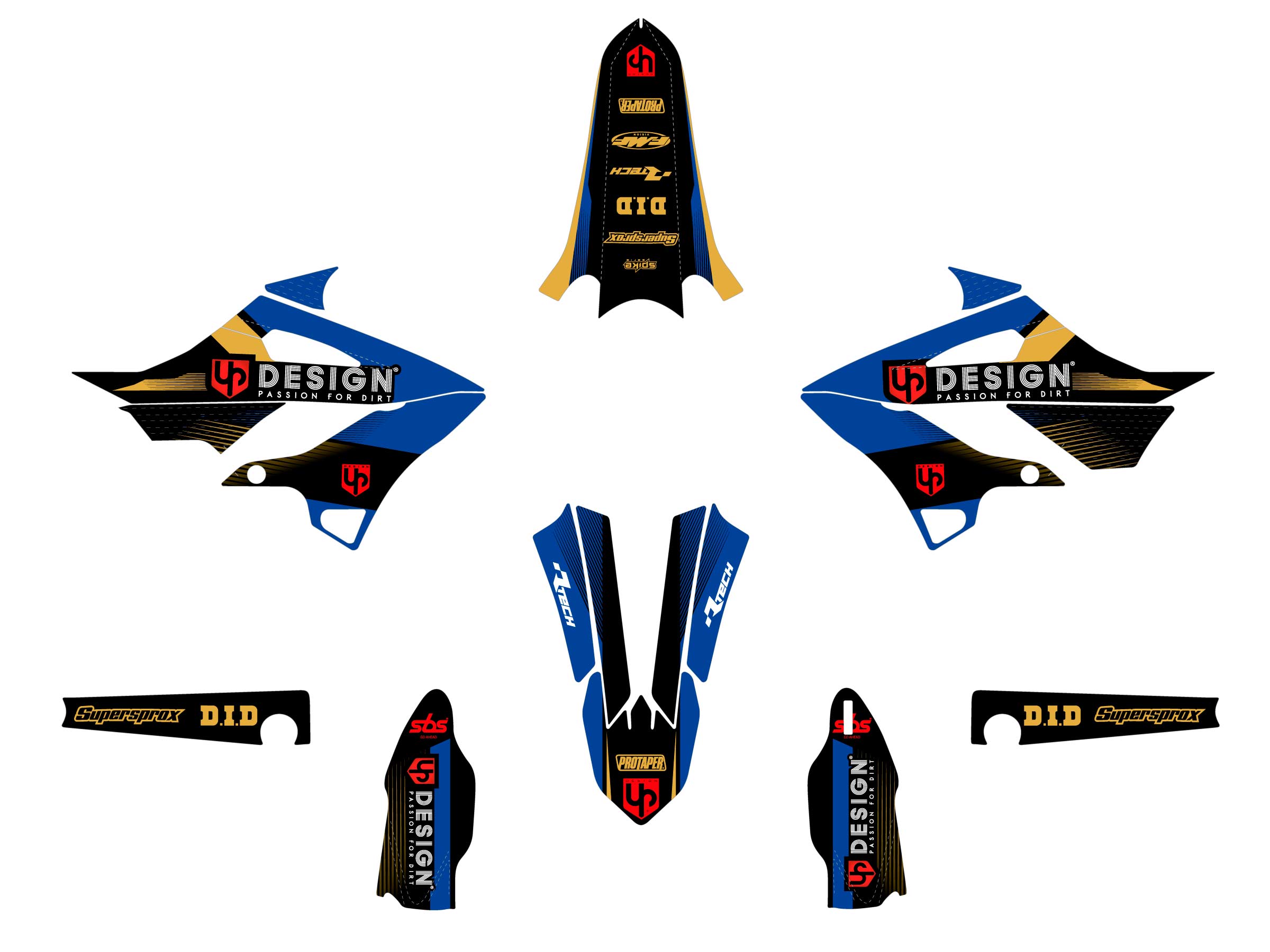 Kit Déco UP SPIKE Yamaha YZ 2022 Noir-Bleu