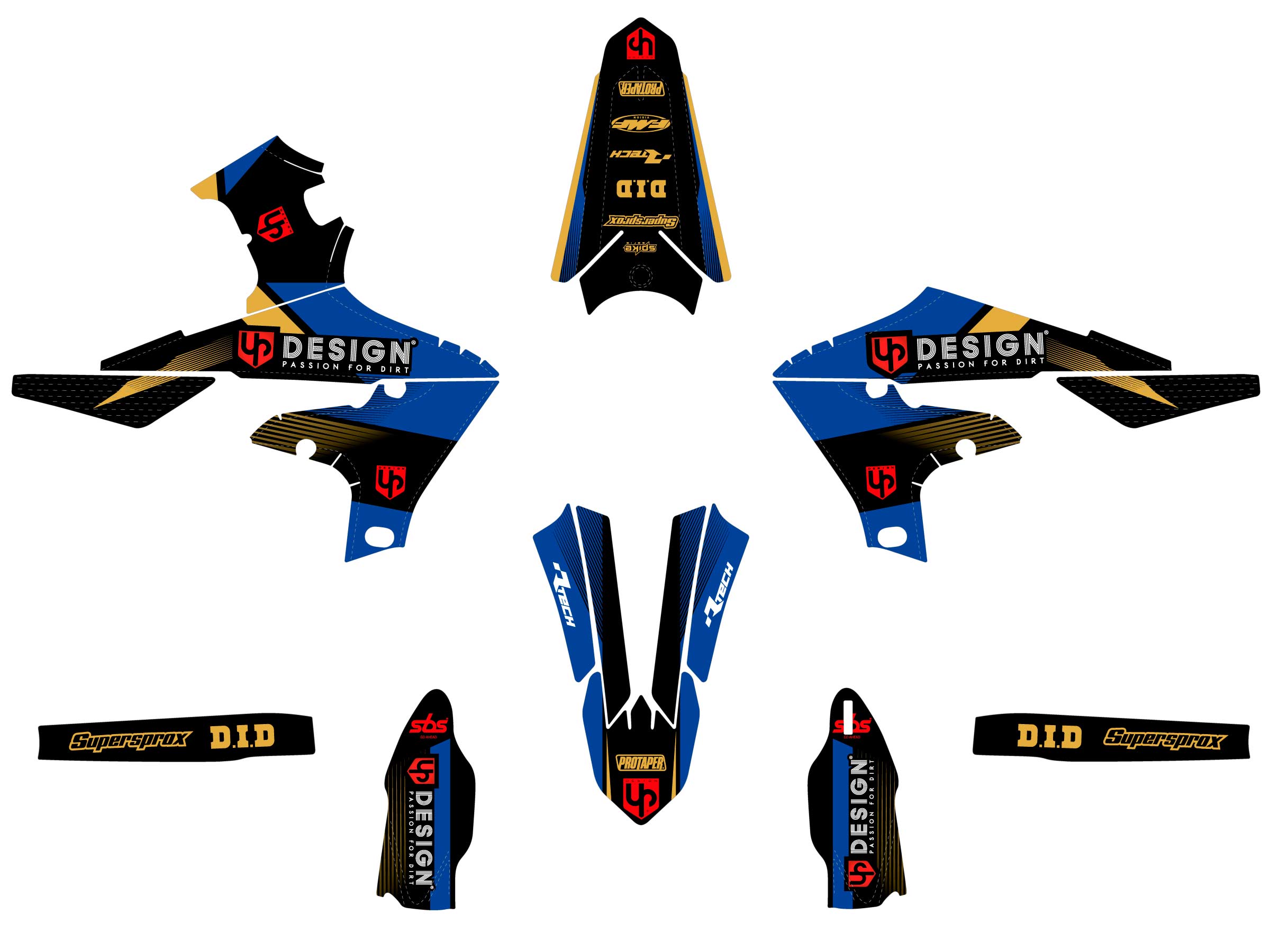 Kit Déco UP SPIKE Yamaha WR 450 F 2019-2022 Noir-Bleu