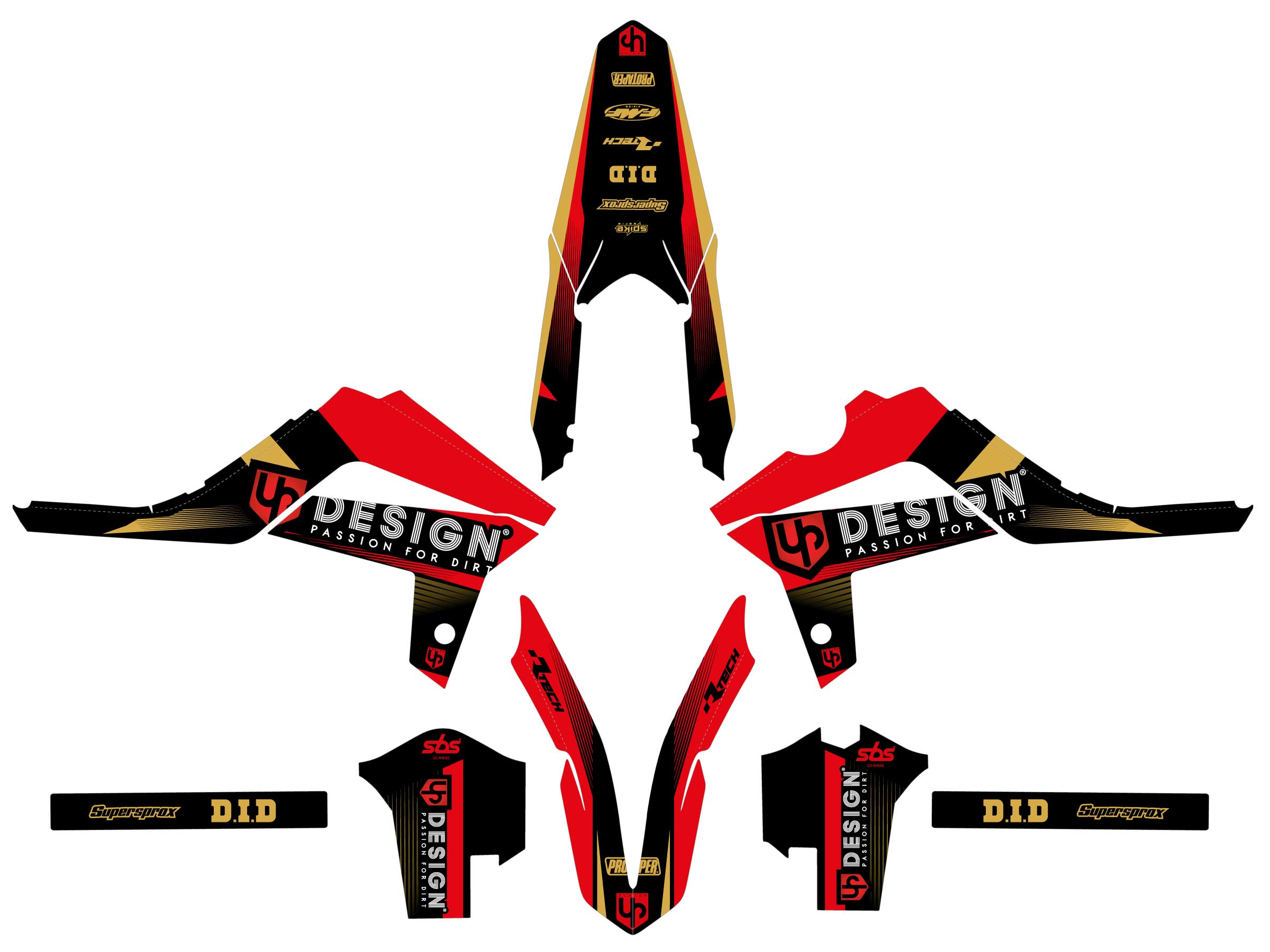 Kit Déco UP SPIKE GASGAS EC 2012 Noir-Rouge