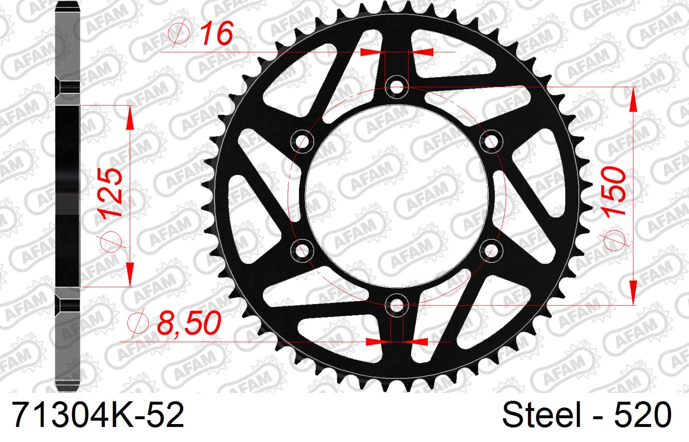 Couronne acier AFAM #520 noir 71304K-52