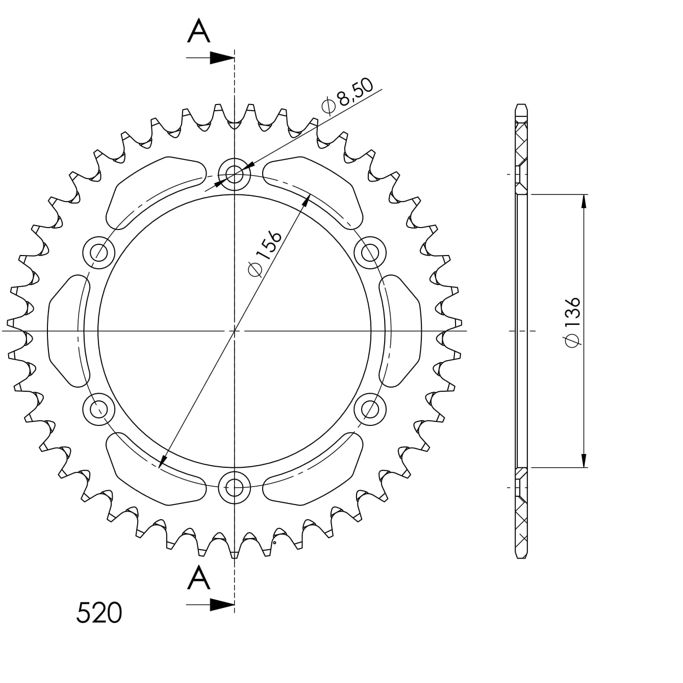 Couronne Alu SUPERSPROX RAL_1512_42_BLK