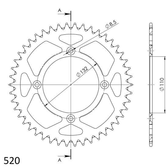 Couronne Aluminium SUPERSPROX RAL-1072:48-BLK