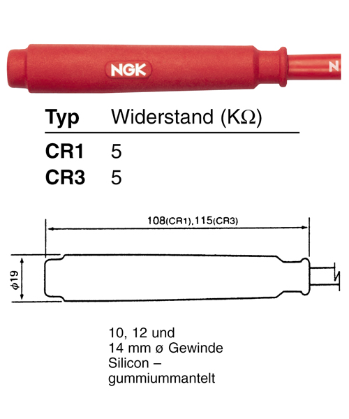 Câble d'allumage NGK CR1 Racing - vue 3